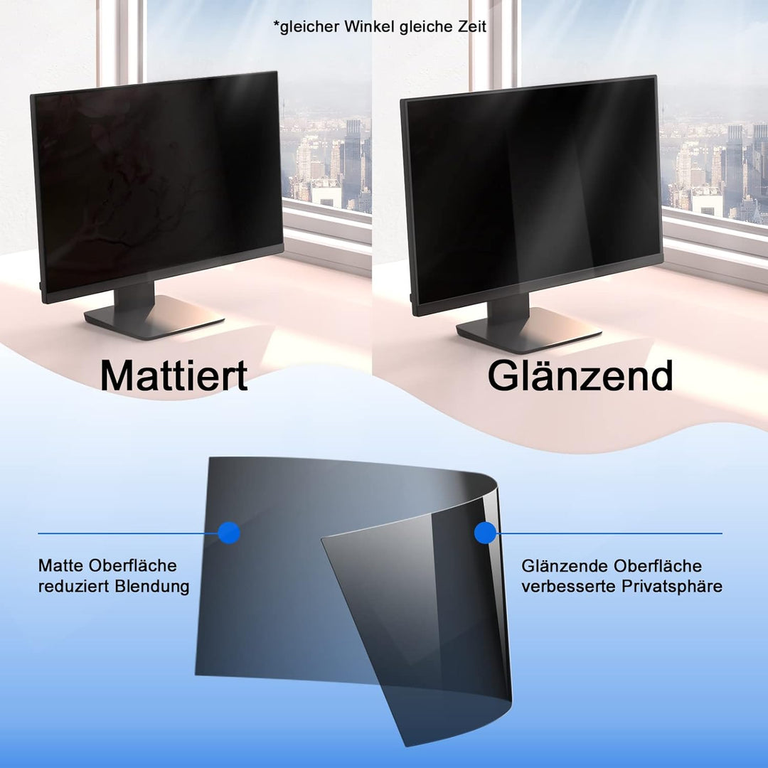 2 Stück 21.5 Zoll Sichtschutz für Computer Monitor Blickschutzfilter 16:9, Anti-Blaulichtfilter Blen