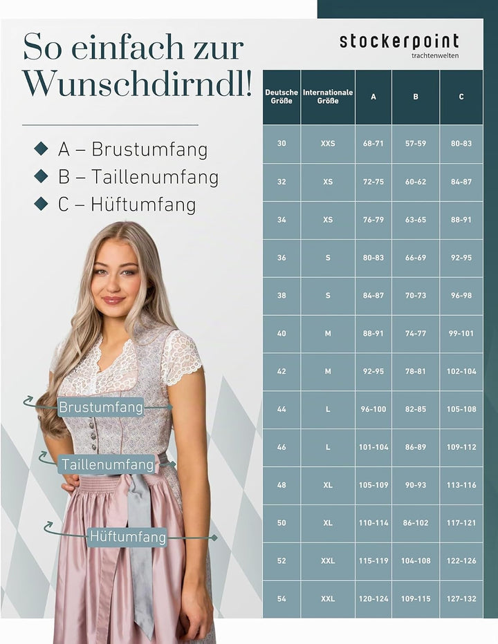 Stockerpoint Damen Dirndl Monroe Kleid für besondere Anlässe 42 Altrosa, 42 Altrosa