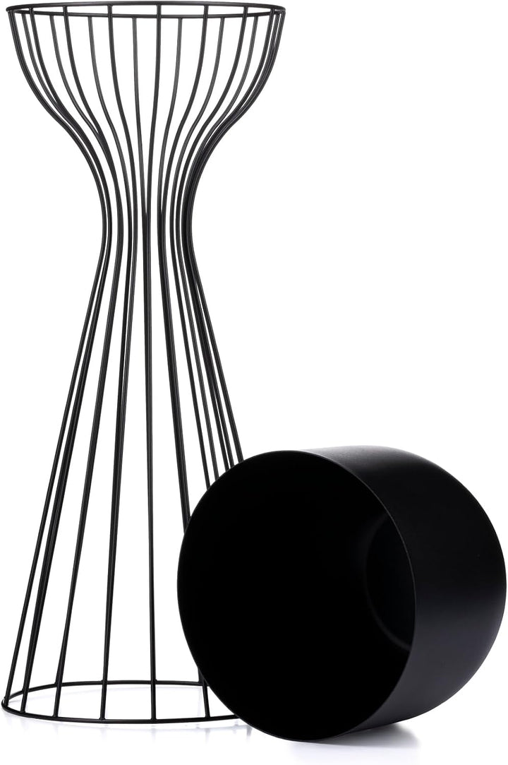 Moderne Blumenständer Metall 56 cm Hoch mit Schwarz Blumentopf Rund 18 cm Ø auf Robuste Ständer - Pf