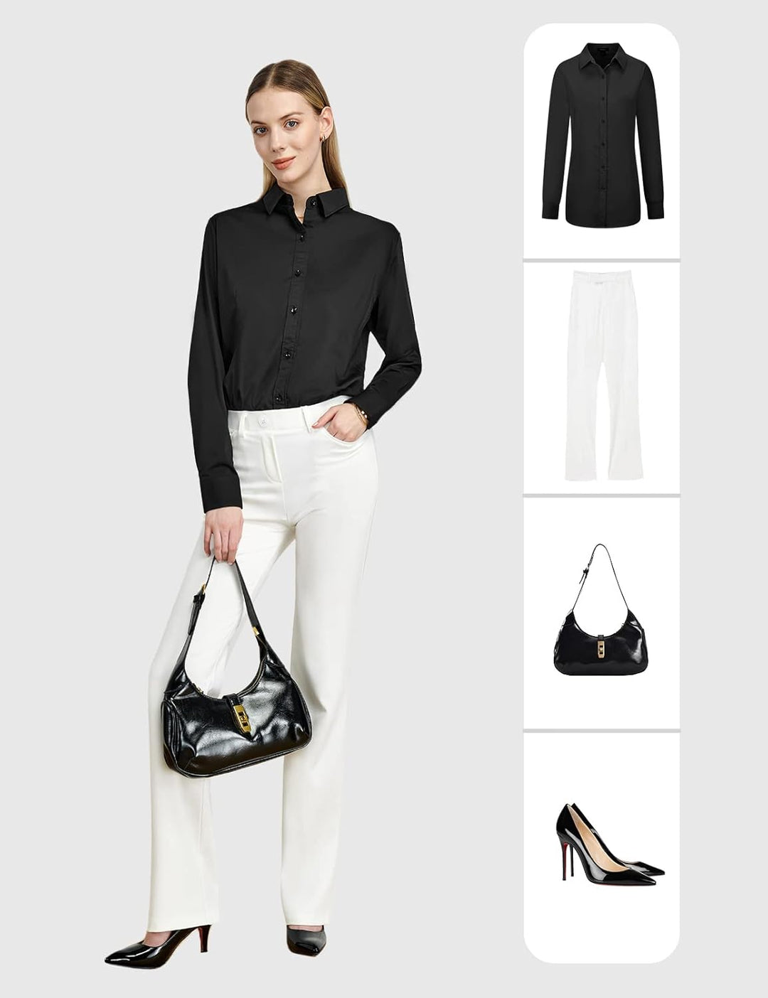 Tapata Damen Button Down Shirts Klassisch Fit Lange Ärmel Blusen Stretch Tops für Arbeit Business Ca
