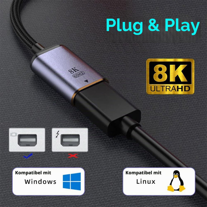 NFHK USB-C Typ C Buchse Quelle zu Mini Displayport DP 1.4 Senke HDTV Kabel 8K@60hz 4K@120hz für Tabl