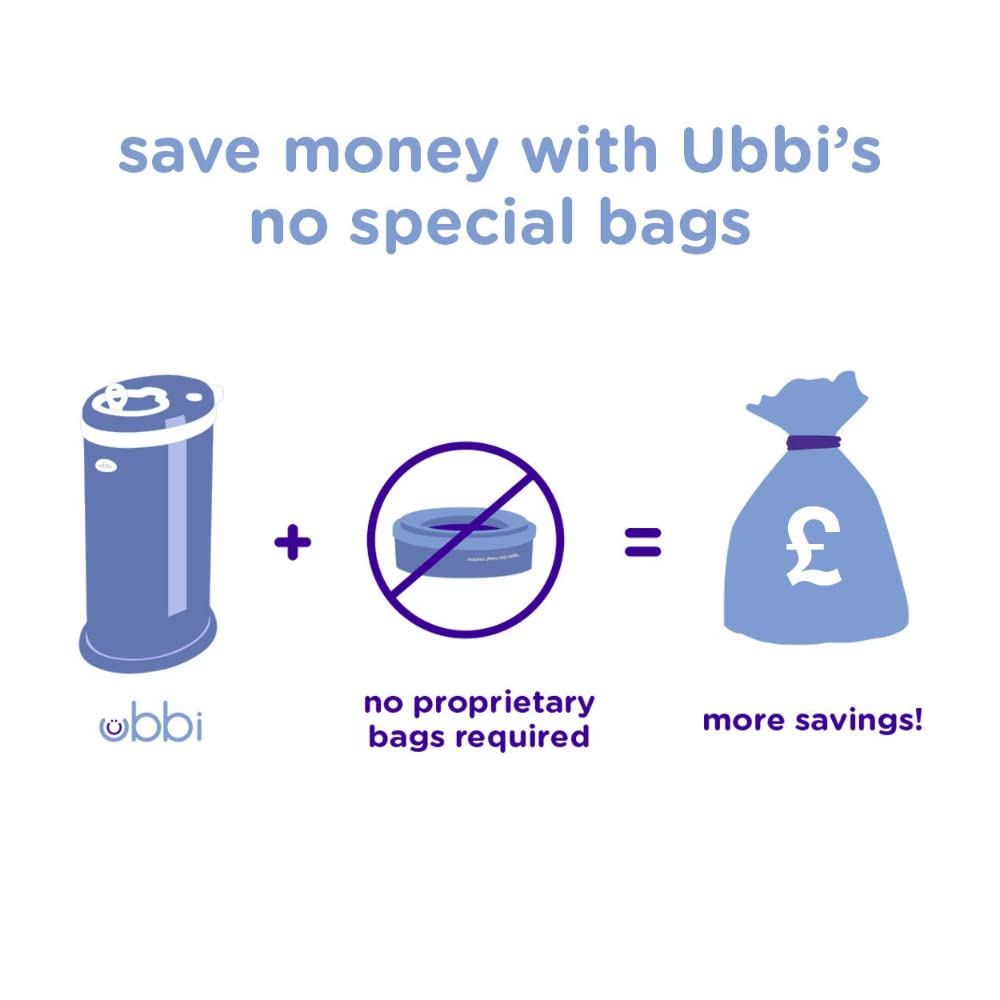 Ubbi Steel Diaper Pail, Odor Locking, No Special Bag Required, Award-Winning, Registry Must-Have, Sl