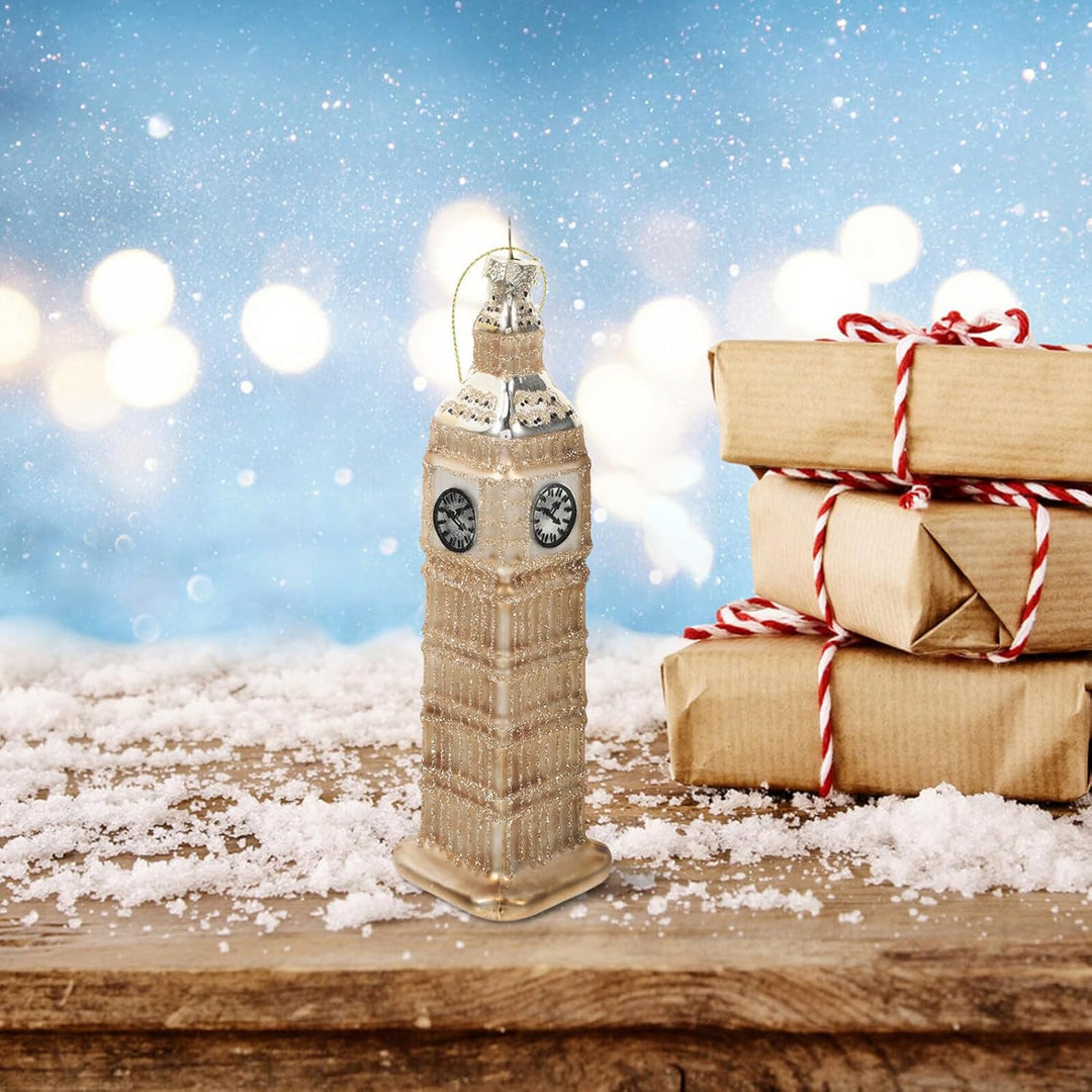 TOYANDONA Weihnachtliche Grosse Uhr Glasfigur Dekorativer London Turm Baumschmuck Kreative Hängende