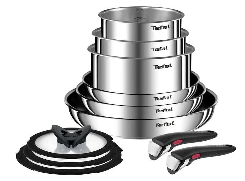 Tefal Ingenio Emotion Edelstahl-Kochgeschirr-Set, 11-teilig, Töpfe 16/18/20 cm, Pfannen 22/24/28 cm,
