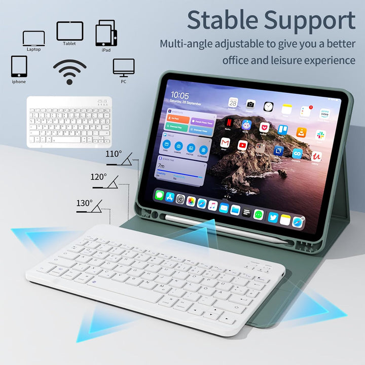 Hülle mit Tastatur für iPad Air 11 Zoll 2025 2024 (M3/M2), iPad Air 5 4 2022/2020 10,9 Zoll, Soft TP
