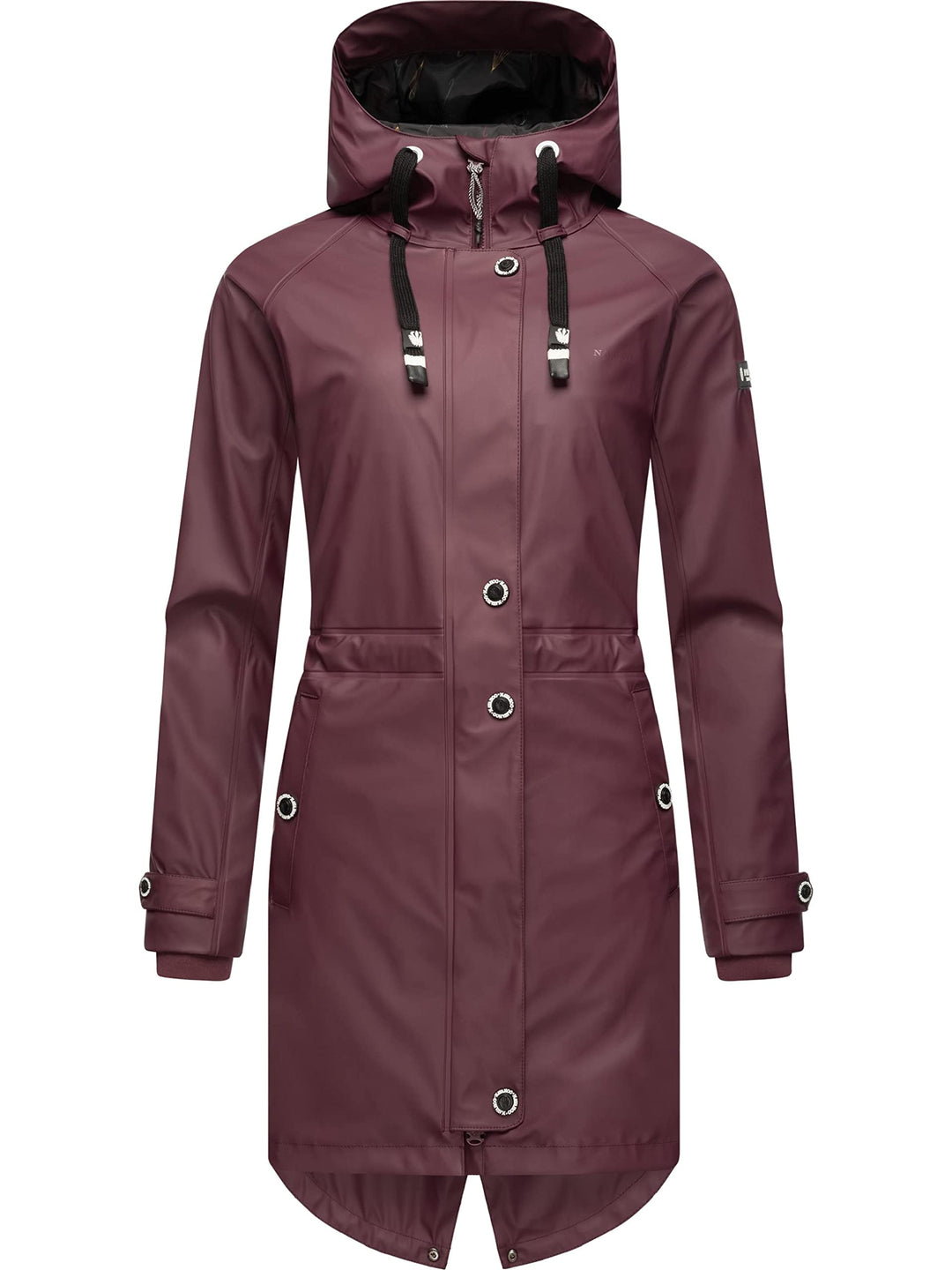 Navahoo Damen Übergangsjacke Regenmantel wasserdicht lang warm gefüttert mit Kapuze Rainy Flower XS-