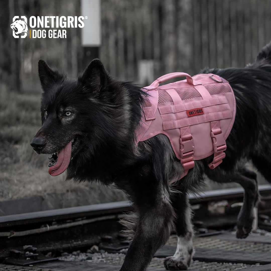 OneTigris Anti Zug Hundegeschirr Mittelgrosse Hunde, AIRE MESH Taktisches Geschirr mit 2 Griff & 3 D