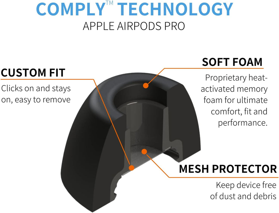 Comply Premium Schaumstoff-Ohrpassstücke, kompatibel mit AirPods Pro, Version 2.0, grosse Grösse, 3