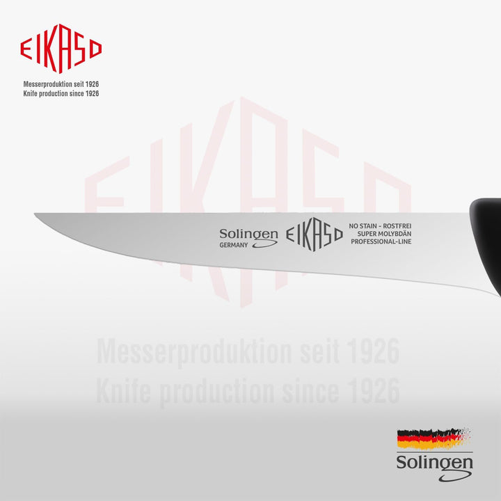 EIKASO Solingen Ausbeinmesser gerade 13cm Klinge steif aus Molybdänstahl 1.4116 Profi Fleischmesser