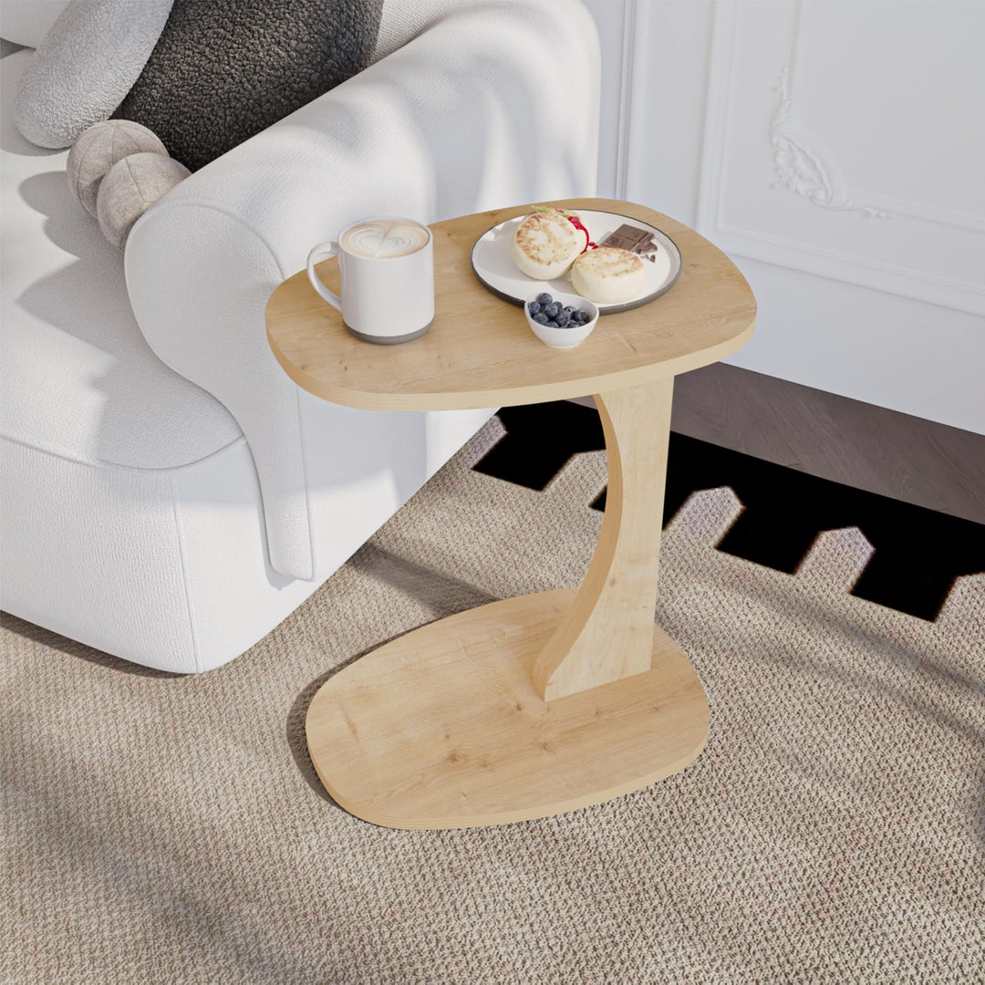 sugodesign Beistelltisch Couch mit Rollen, Kleiner Beistelltisch C-Form, Sofatisch in stylischer Eic