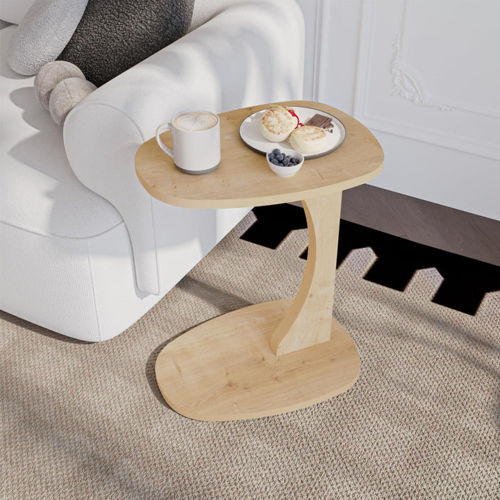 sugodesign Beistelltisch Couch mit Rollen, Kleiner Beistelltisch C-Form, Sofatisch in stylischer Eic