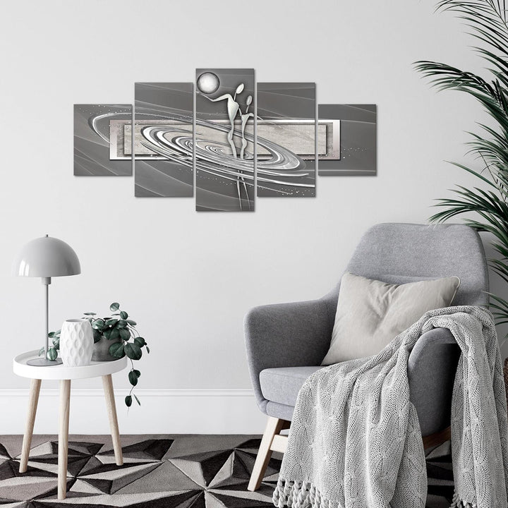 Runa Art Wandbilder Abstrakt Figuren 5 Teilig Bild auf Vlies Leinwand Deko Wohnzimmer Schlafzimmer L