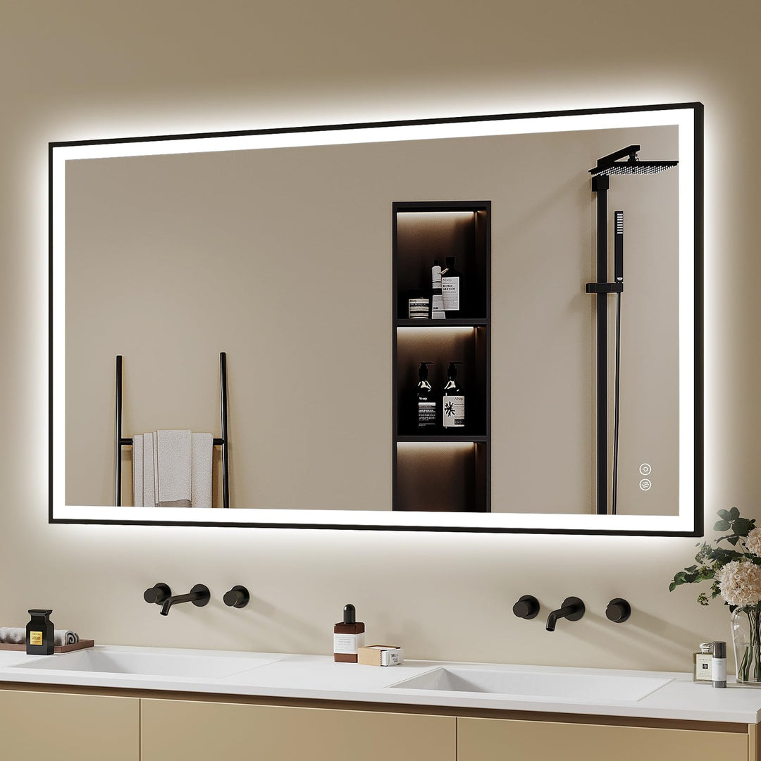 Badspiegel-mit-Beleuchtung 120x70cm - Badezimmerspiegel LED Badezimmer Spiegel mit Beleuchtung - Bes