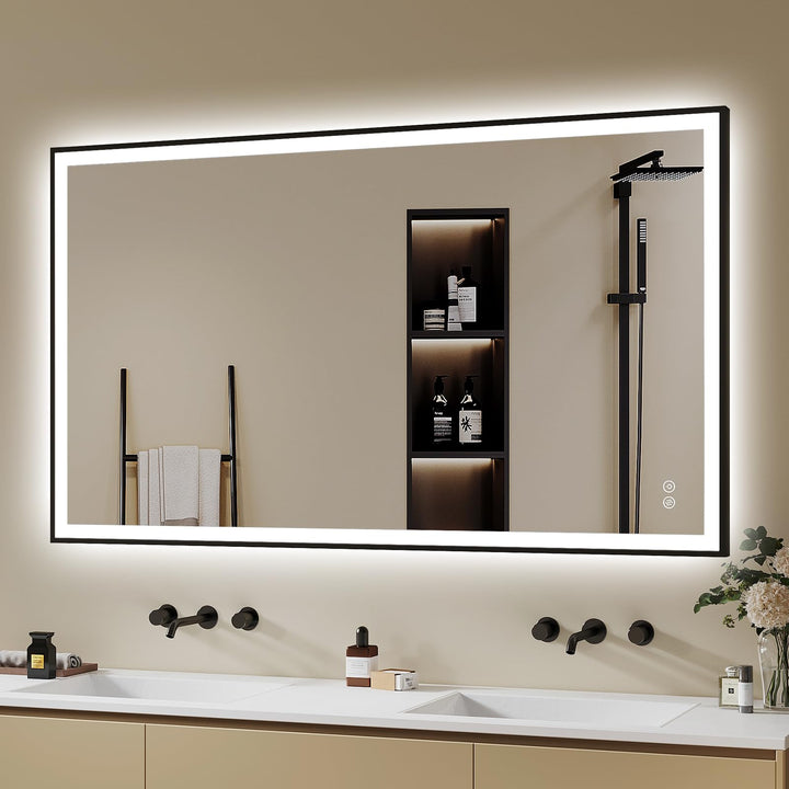 Badspiegel-mit-Beleuchtung 120x70cm - Badezimmerspiegel LED Badezimmer Spiegel mit Beleuchtung - Bes
