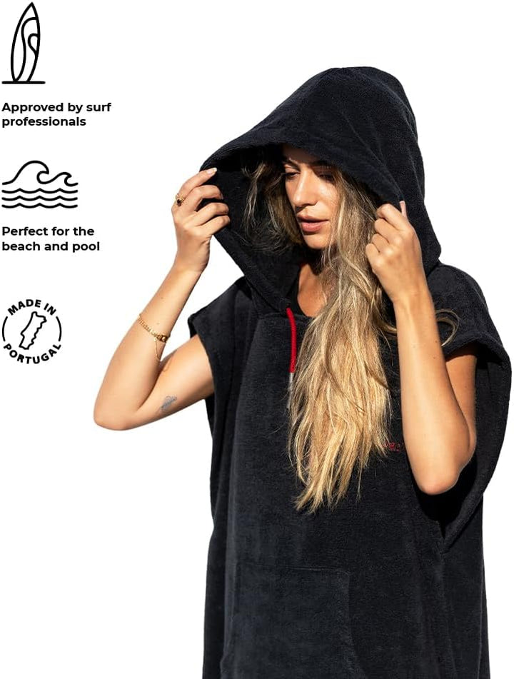 Pacifique Sud - Poncho Dunkelgrau ärmellos - Medium Grösse Coton - Made in Portugal