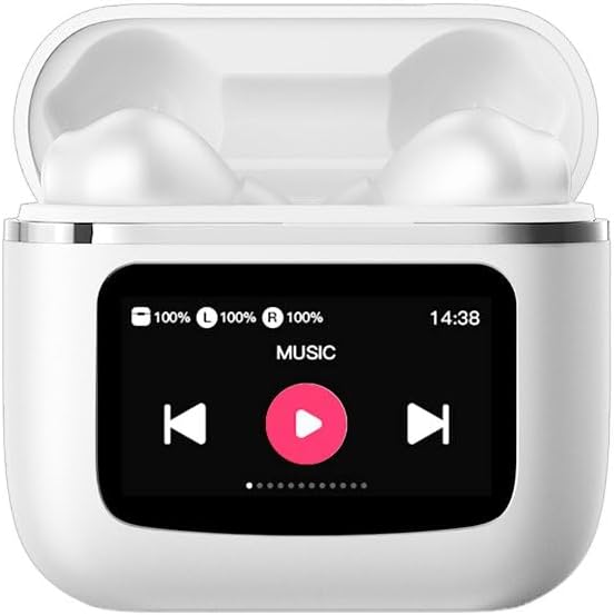 Cool Stereo-Bluetooth-Kopfhörer, LCD, Touch, Weiss