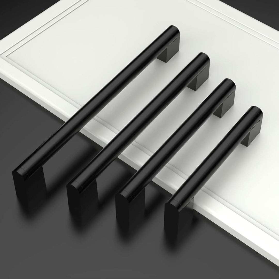 Amerdeco 10 Stück Möbelgriffe Edelstahl Schwarz Schrankgriffe Küchengriffe 128mm Lochabstand Schubla