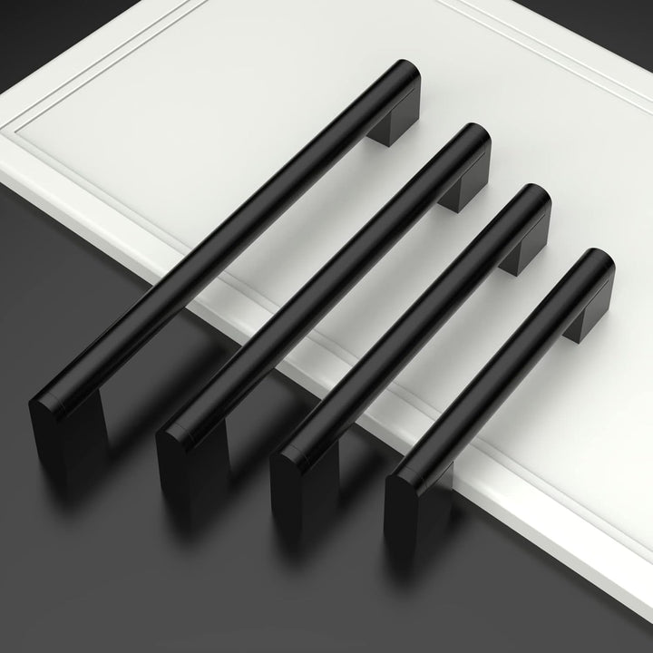 Amerdeco 10 Stück Möbelgriffe Edelstahl Schwarz Schrankgriffe Küchengriffe 128mm Lochabstand Schubla