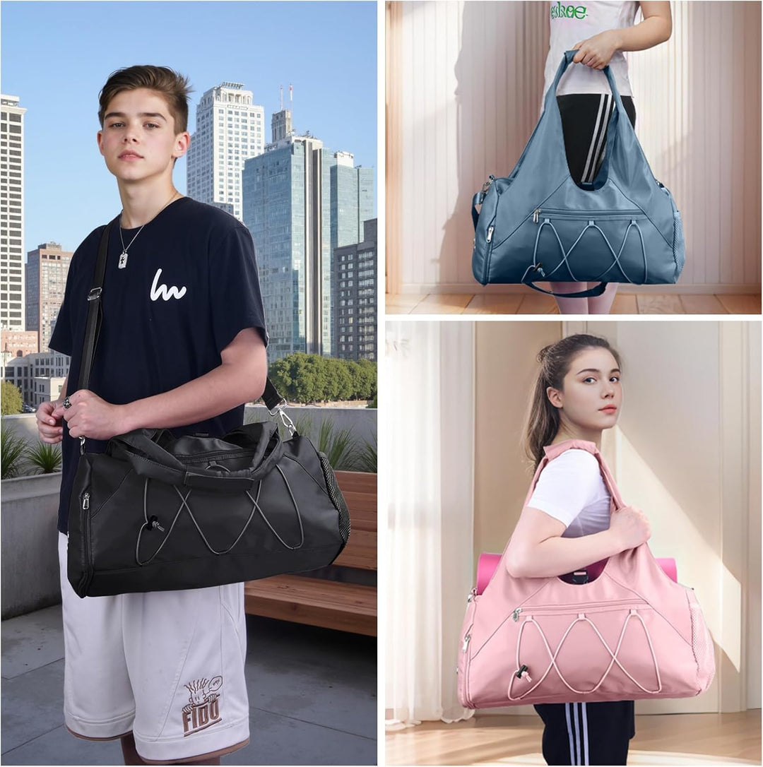 Sporttasche für Damen Yogatasche mit Schuhfach & Nassfach Reisetasche Tragetasche für Yogamatten Fre
