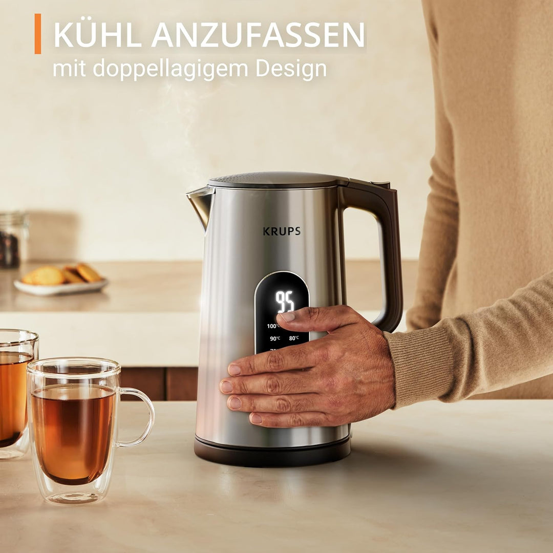 Krups Selection Wasserkocher, 1,7 Liter Fassungsvermögen für bis zu 6 Tassen, 6 Temperaturen, Real-T