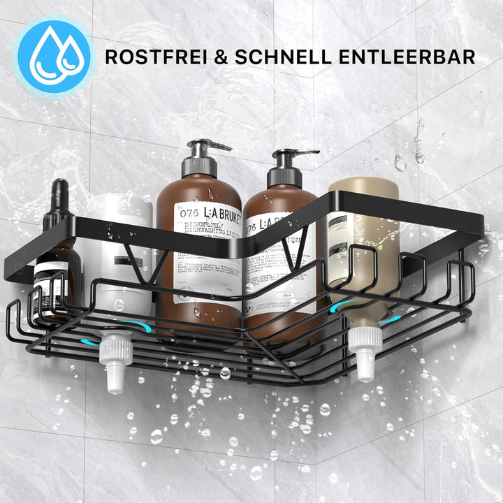 Kegii Duschablage ohne Bohren Ecke - Duschregal Schwarz Badezimmer Organizer Badregal ohne Bohren Du