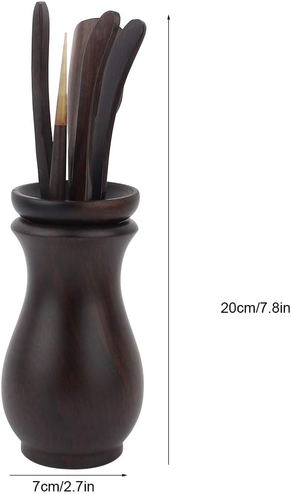 Teezeremonie-Set, 6-teilig, Teebesteck aus Bambus, Teeschaufel aus Ebenholz, Clip, Nadel, Eimer, Aus