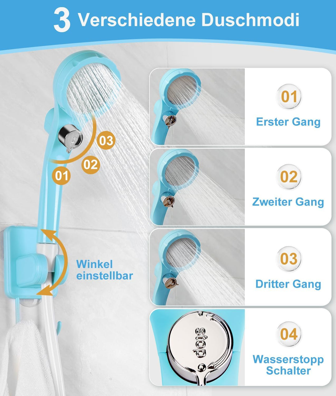 WADEO Tragbare Campingdusche Akku mit Pumpe, Camping Dusche mit wiederaufladbarem Akku [6000-8000mAh