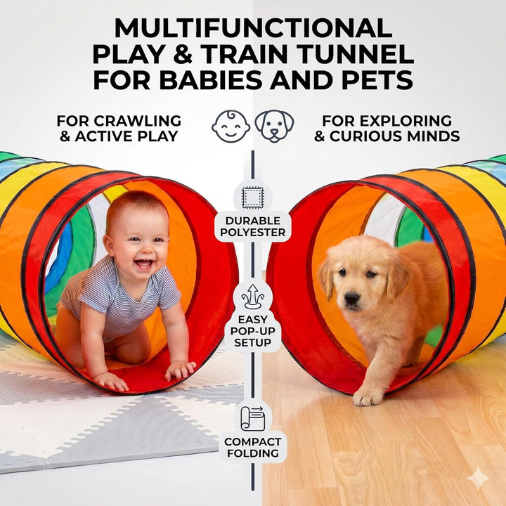 NUBUNI Tunnel XL 180 cm. : Tunnel Kinder : Kriechtunnel : Krabbeltunnel für Kinder : Spieltunnel Kin