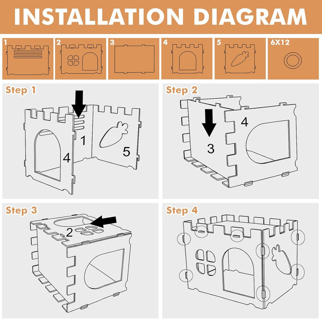Gross Kaninchenhaus, Holz Meerschweinchen Bett mit Eingänge, Meerschweinchen Spielzeug, Meerschweinc