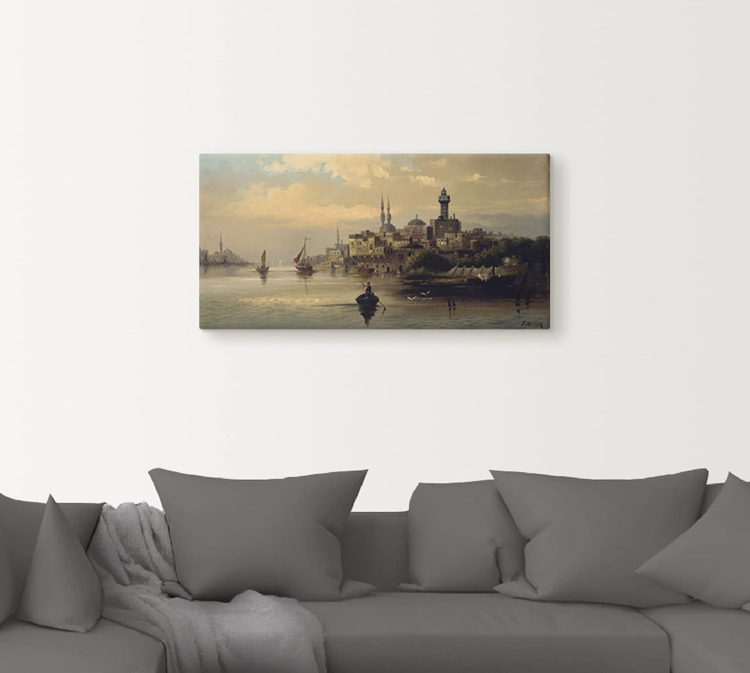 ARTland Leinwandbilder Wandbild Bild auf Leinwand 60x30 cm Wanddeko Türkei Istanbul Fluss Boot Kauff