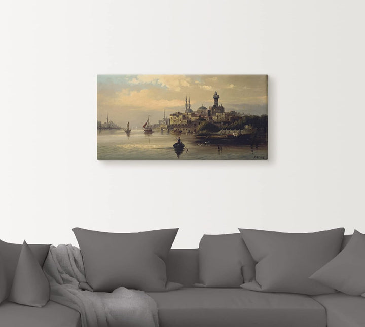 ARTland Leinwandbilder Wandbild Bild auf Leinwand 60x30 cm Wanddeko Türkei Istanbul Fluss Boot Kauff