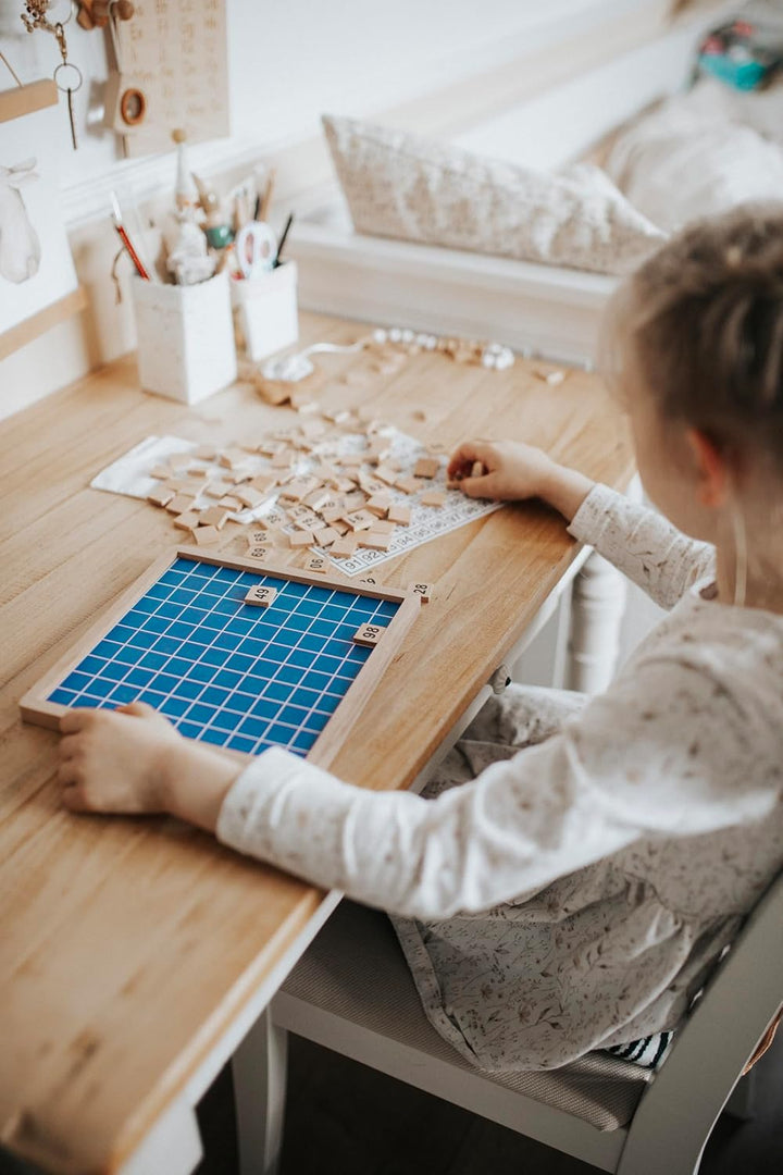 Natureich Hundertertafel Montessori Mathematik Puzzle Spielzeug Holz zum Zahlen Lernen mit Zahlenfel