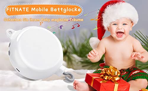 FITNATE Babybettwäsche Rotierende Spieluhr, Mobile Spieluhr, Baby Spieluhr mit 3 Aufkleber, eine 128