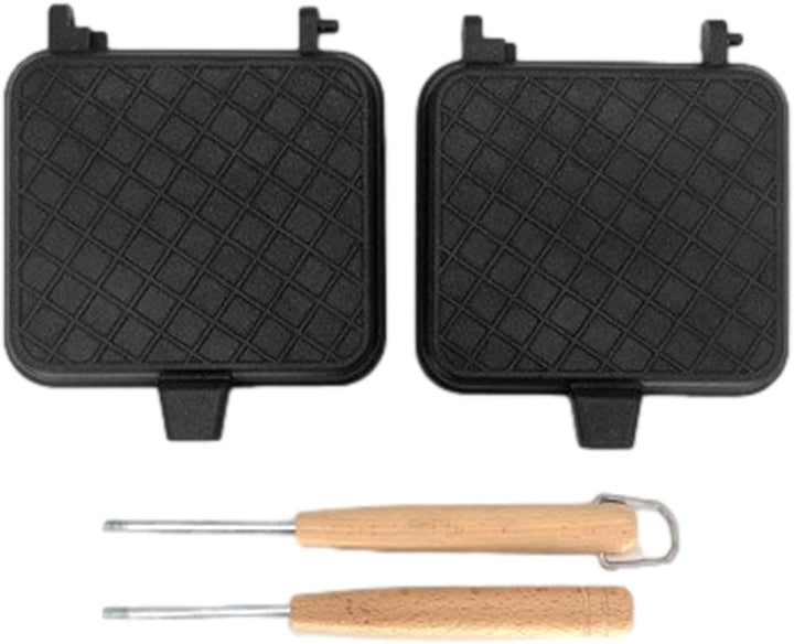 Sandwichmaker Aus Gusseisen, Grillkäse-Sandwichpresse Mit Abnehmbarem Griff, Camping-Sandwich-Maker