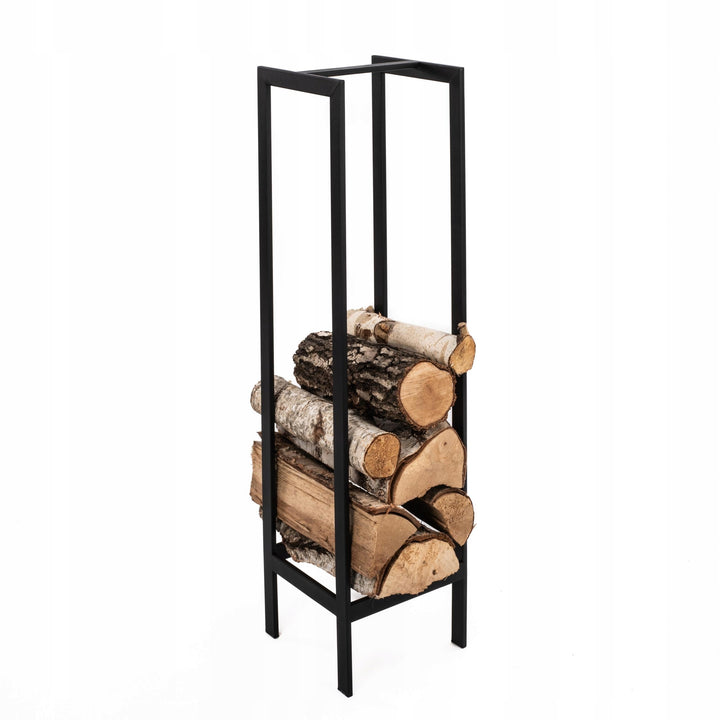 Kapaga Kaminholzregal 25x25x100 cm – geschweisst ohne Verschraubung und ohne Montage – Stahl pulverb