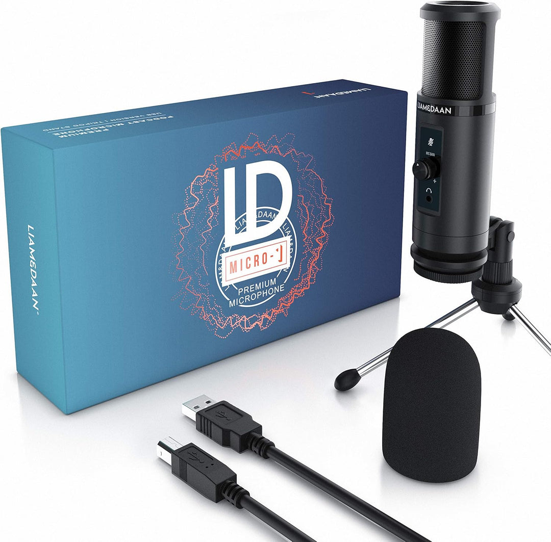 CSL - USB Mikrofon Kondensatormikrofon - PC Mikrofon mit Monitorfunktion – 192 kHz - Mikrofonständer