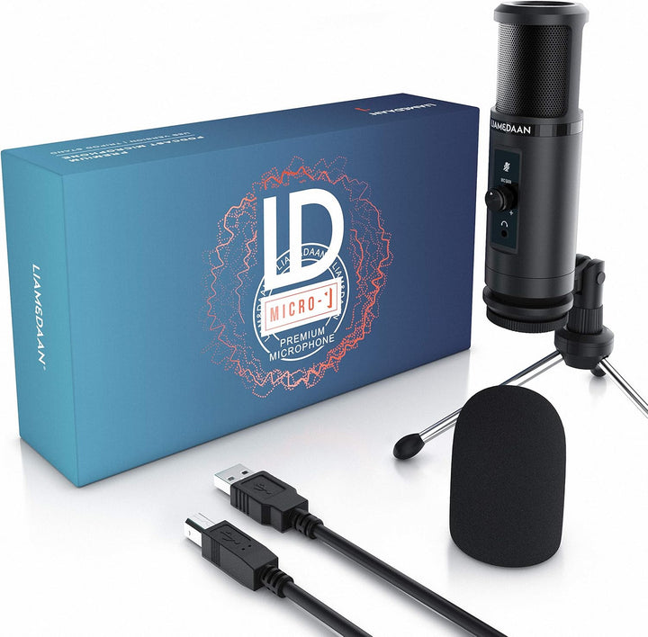 CSL - USB Mikrofon Kondensatormikrofon - PC Mikrofon mit Monitorfunktion – 192 kHz - Mikrofonständer