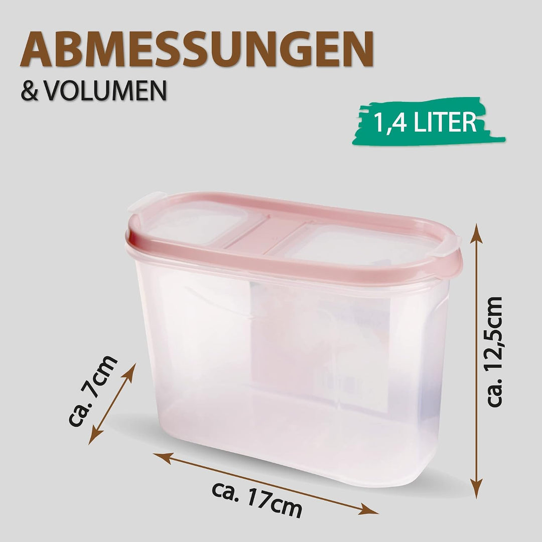 Vorratsdosen mit Deckel (3er Pack - Altrose) 1,4 Liter, Luftdicht Schüttdose BPA frei lebensmittelec