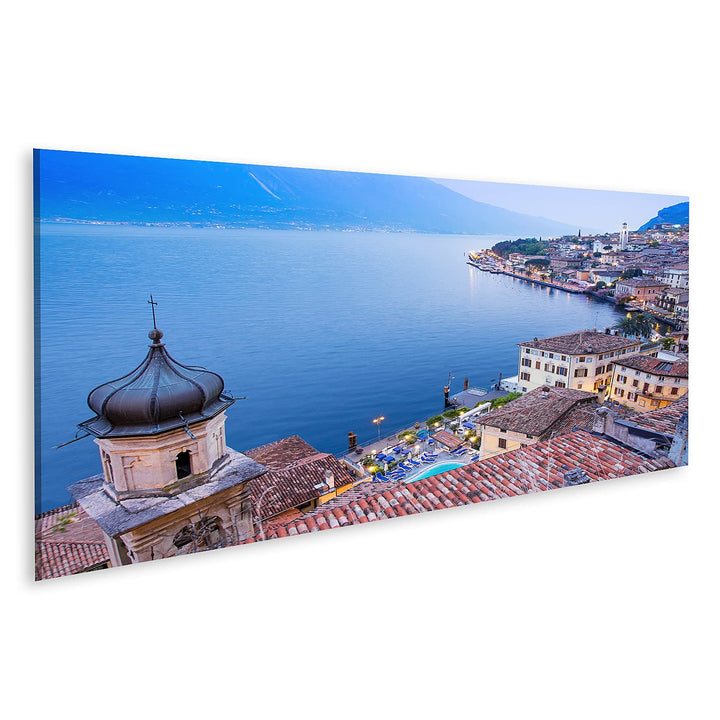 islandburner Bild auf Leinwand Limone Sul Garda Gardasee Italien Panoramablick Blaue Stunde Bilder W