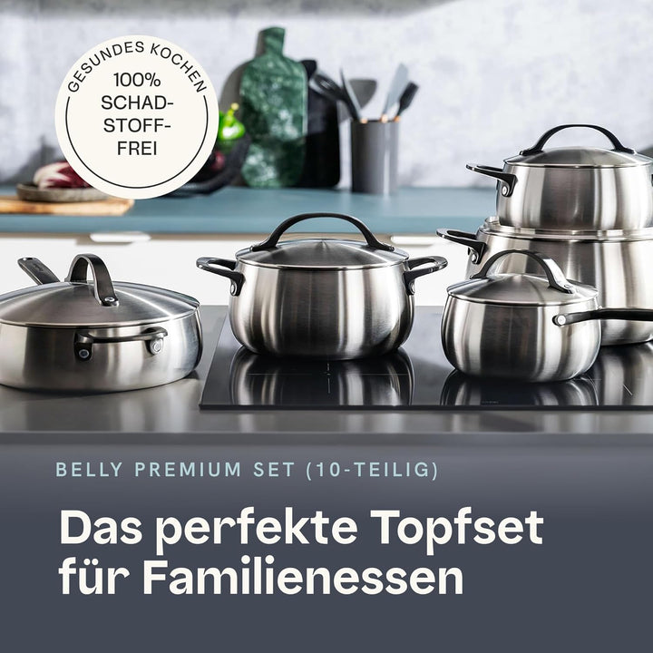 BergHOFF Home Topfset Edelstahl – 10-tlg. – Kochtopf Set mit Deckel - Töpfe Set Induktion, Ceran-, G