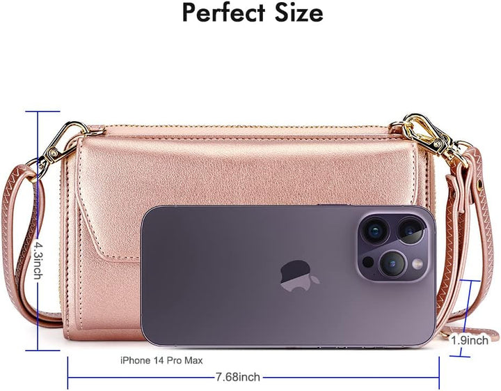 nuoku Geldbörse Damen mit RFID, Kleine Portemonnaie Damen mit Kreditkarten Etuis, Handytasche zum Um