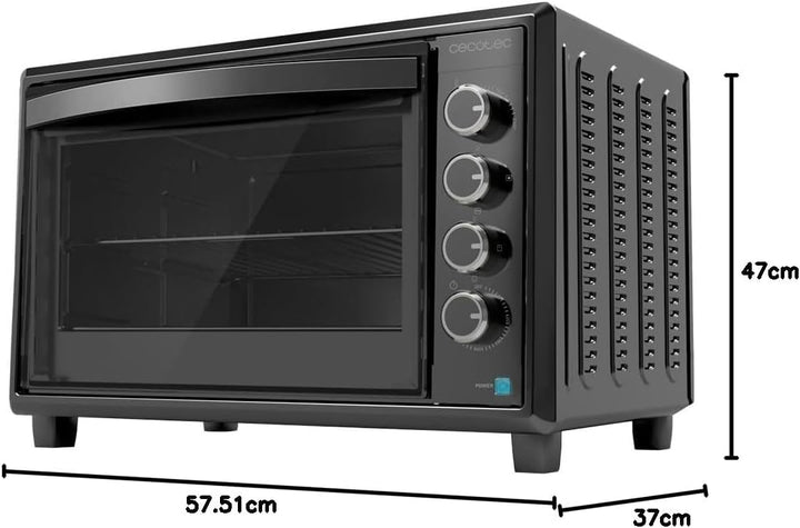 Cecotec Tisch-Konvektionsofen 60 Liter Bake&amp;Toast 6090 Black Gyro. 2200 W, Innenbeleuchtung, 12 Funk