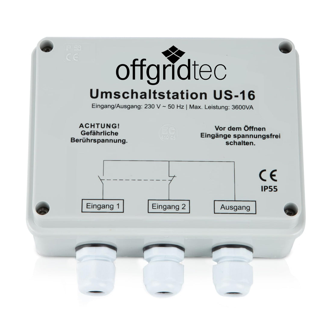 Offgridtec® Umschaltstation für Netzvorrangschaltung USV Betrieb US-16 230V 16A 3600W Single, Single