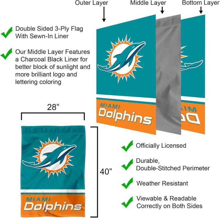 WinCraft Miami Dolphins Two Sided House Flag