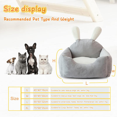 PETCUTE Katzenbett Hundebett Haustierbett für Katzen und kleine Hunde,Waschbar Kaninchen Design Haus