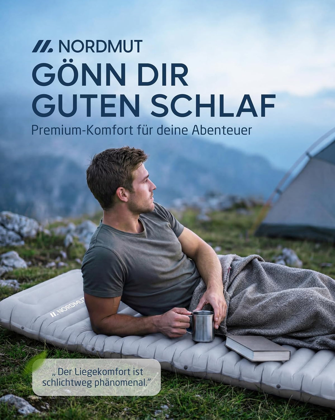 NORDMUT® Isomatte Schnellaufblasend mit integrierter Fusspumpe 10 cm - Isomatte Camping mit kleinem