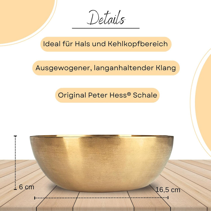 Peter Hess Therapieklangschale Kehlkopfschale (16,5 cm, 700 g) mit Filzschlägel und Filzuntersetzer