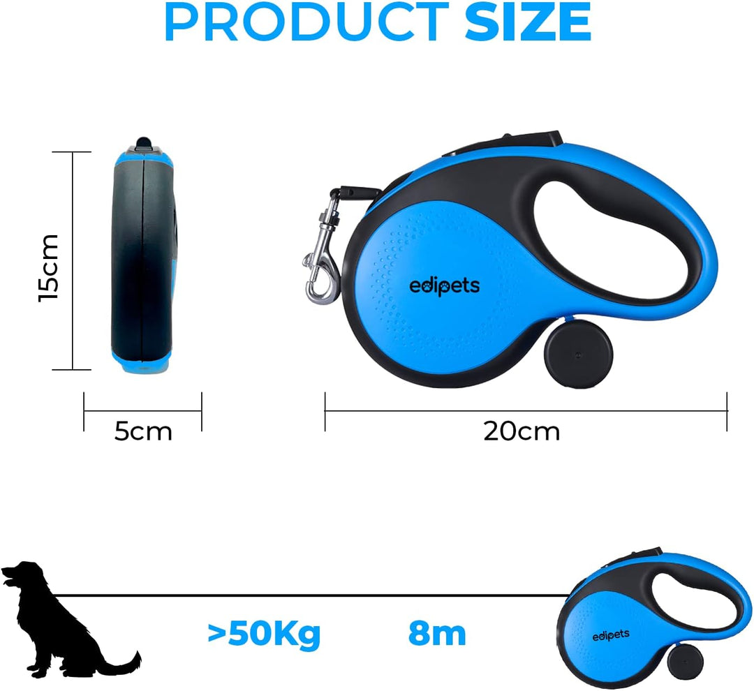 Edipets, Hundeleine, Ausziehbar und Einziehbar, 5 m, 8 m, Flexibel, für Training und Spaziergänge, f