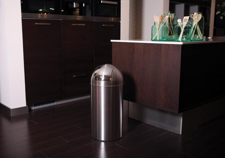 PROREGAL Abfallbehälter mit Pushdeckel & Inneneimer aus Metall | 40 Liter, HxBxT 74x34x34cm | Matt E