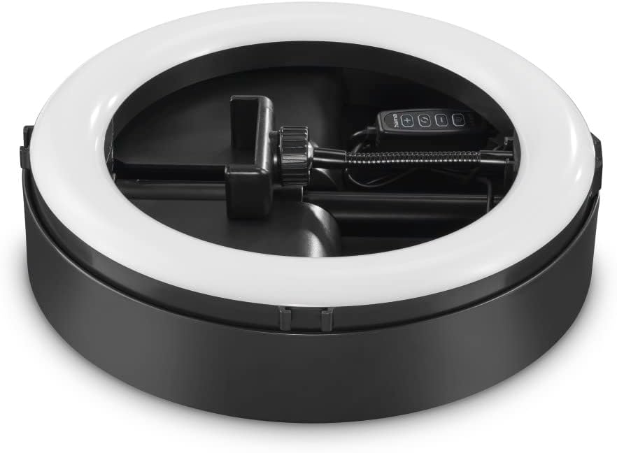 Hama LED Ringlicht mit Stativ Handy faltbar (10,2“ Ringleuchte, 26,5 cm Durchmesser, Tisch Stativ fü